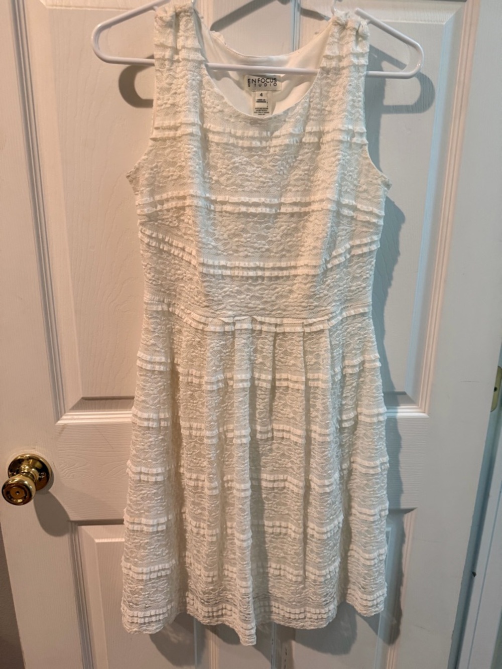 Enfocus Studio White Lace Sleeveless Fit-and-Flare Dress